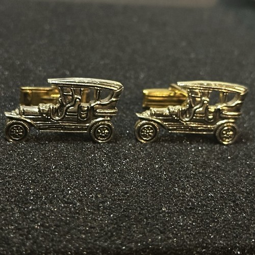 Goldtone vintage car cufflinks - vintage,