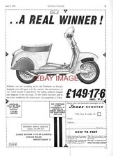 1961 Advert for the JAMES 250cc Motor Scooter Original Motorcycle Print Ad 730J