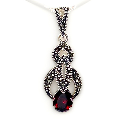 Silver garnet pendant 925 - silver,