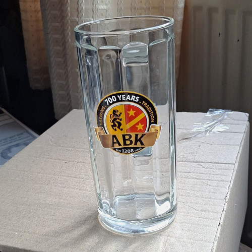 Abk glass beer tankard mug - abk,