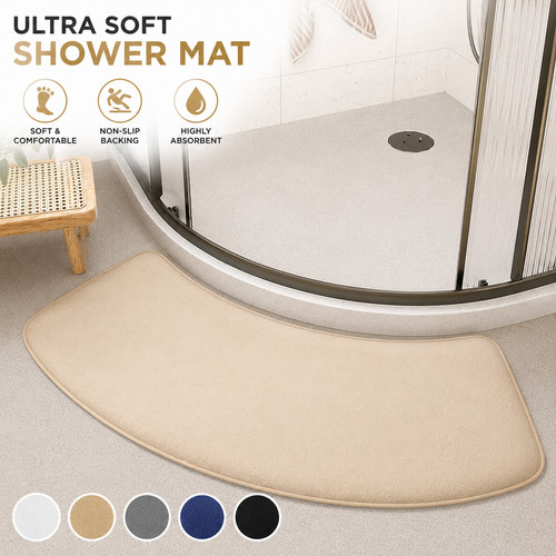 Curved bathroom shower mat - curved,