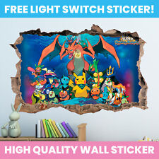 POKEMON HOLE IN WALL STICKER PERSONALISED DECAL DECOR KIDS BEDROOM DECORATION