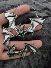 bat runnel hoop earrings alchemy gothic killstar vampire metal witch moon steel