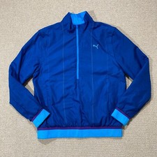 Puma Track Jacket Mens Medium Blue Half Zip Reversible Convertible Gilet Sports