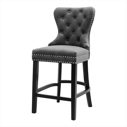 Grey tufted backrest velvet - backrest,