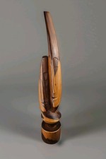 Trivial Hand Carved Wooden Sculpture Depicting An Embracing Couple 75cm