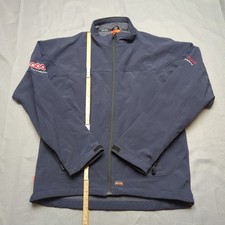 Scruffs Work Jacket Mens Large Blue Windbreaker Lined Coat Company Logo Hardwear