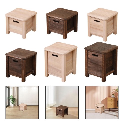 Wooden storage stool with - wooden,