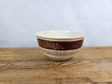 VINTAGE JOHN MADDOCK & SONS IVORY WARE SUGAR BOWL MADE IN ENGLAND BURGUNDY GOLD