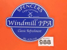 Beer Pump Clip Badge   Spencers Brewery   Sussex    Windmill IPA