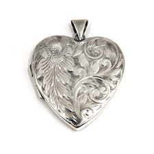Large Vintage Solid Silver Heart Shaped Locket Pendant