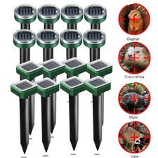 Solar Powered Ultrasonic Mole Deterrent Fox Pest Repellent Scarer Repellers uk~