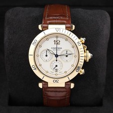 Cartier Pasha 18ct Yellow Gold Auto Chronograph Gents Watch With Box Ref 2111