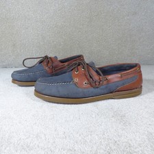 NUKER USA Leather Boat Deck Shoes Sailing Blue Brown Mens Size UK 10