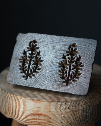Antique carved wooden butter - antique,