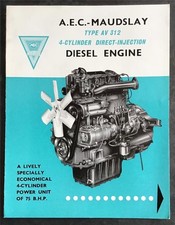 AEC MAUDSLAY TYPE AV 312 DIESEL ENGINE Sales Brochure SEP 1958 #620.9.58