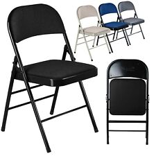 Nyxi Folding Chairs Padded Fabric Seats Metal Frame Foldable For Home Office