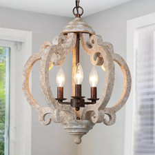 Rustic 3-Light Wood Chandelier