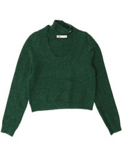 ZARA Womens Crop Turtle Neck Jumper Sweater UK 12 Medium Green Polyester OY04