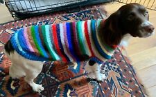 Hand Knitted Multicoloured STRIPES  WINTER DOG JUMPER  Medium Dog Sizing