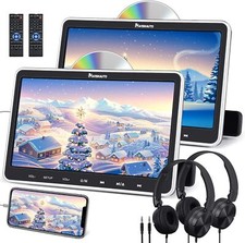 2x10.1" Twin Screen Car DVD Player Headrest TV Monitor HD 1080P HDMI USB+Headset