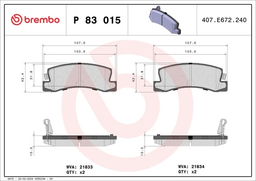 Brake pads set rear right - set, fits