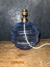 Vintage Glass Lamp Beehive Blue Crackle Glass