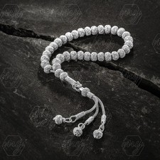 1000 Ct Silver Turkish Kazaz Hand Knitted Islamic Prayer Beads Tasbeeh Rosary