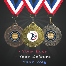 Personalised Football Medals with Ribbon + Engraving + Your Logo