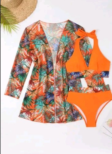 Halter floral print swimsuit - halter,