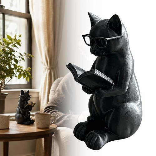 Nerd cat statue - statue, reading