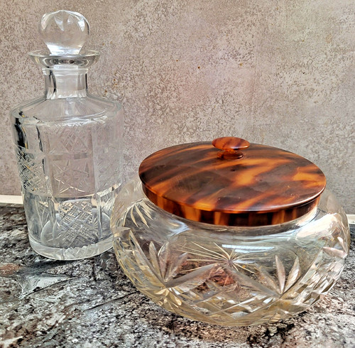 Vintage glass powder bowl - powder,