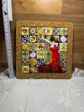 Vintage Decorative Ceramic Tile Mounted On Cork 19c19 Cms