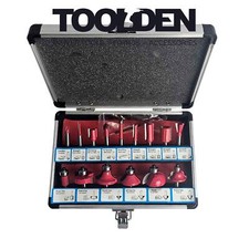 N-Durance NPRO 1/4" TCT Router Bit Set in Aluminium Case (15 Pieces)