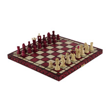 14 Inch Art Deco Red Foldable Chess Set
