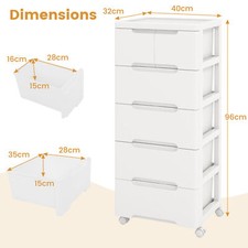 Rolling Storage Cabinet Vertical Storage Unit with 6 Drawers & Universal Wheels