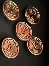 5 BIG GOLD LOUIS VUITTON BUTTONS, METAL ICONIC LV LOGO  25mm PRISTINE SHINEY