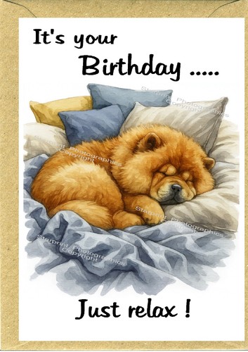 Chow dog birthday card - chow,