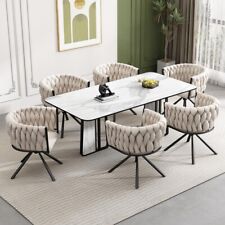 Set of 6 Swivel Velvet Dining Chairs – Modern, Comfy, Curved Back Support