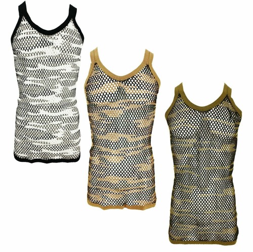 Men camo string mesh vest - camo,
