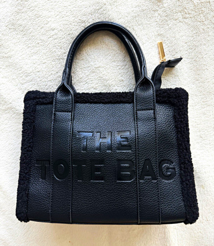 The tote bag black faux - tote,