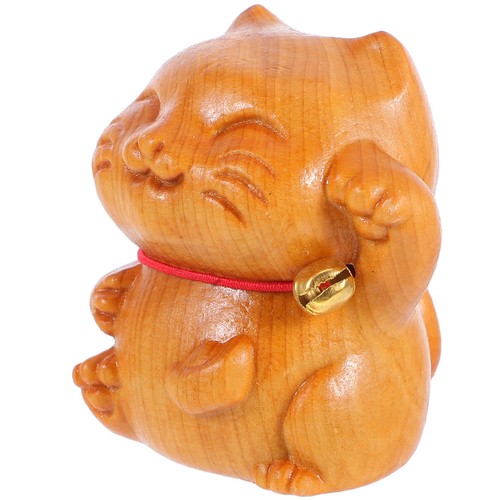 Handmade wooden cat figurine - handmade,