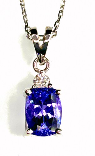 Diamond and tanzanite necklace - tanzanite,