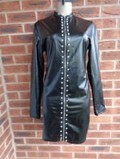 LONG BLACK WET LOOK PVC GOVERNESS DRESS * 14 * DOMINATRIX * FXTISH * MISTRESS