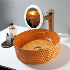 15"Orange Bathroom Sink Round
