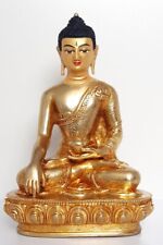 Gold Plated 7.5″ Shakyamuni Buddha Sculpture Handcrafted in Nepal for Home Décor