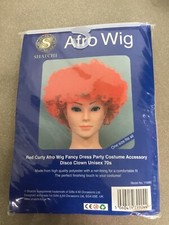 RED CURLY AFRO WIG FANCY DRESS PARTY CLOWN FUNKY DISCO MEN LADIES 70S COSTUME