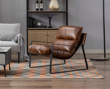 Brown Lounge Chair  Leather Club Seat Armchair