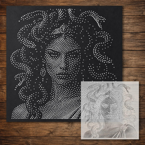 Medusa stipple art stencil - #2,