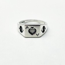 NEW ACE OF SPADES RING STERLING SILVER 925 PINKY RING LIGHT WEIGHT POKER #023